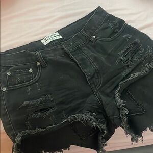 One Teaspoon Black Distressed Jean Shorts